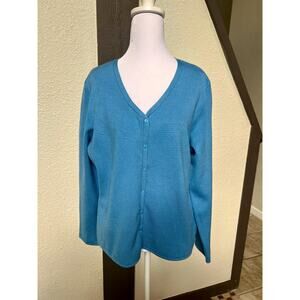 Vintage Oscar de la Renta Blue Silk Blend Cardigan – Size XL